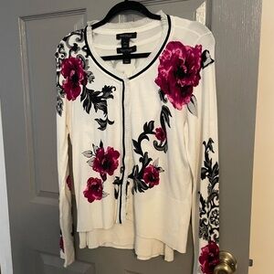 White House black market floral sweater set